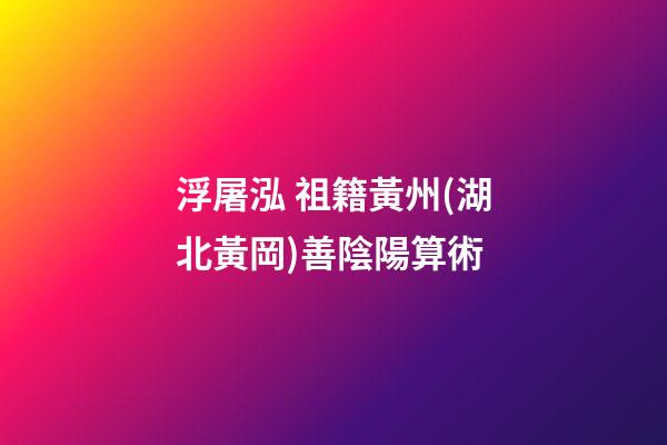 浮屠泓 祖籍黃州(湖北黃岡)善陰陽算術